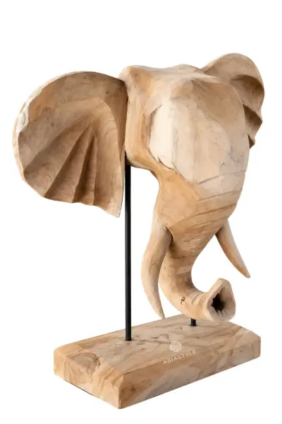 Product image of the product “Elephant Head, 50 cm Height, Teak Wood, Natural ”